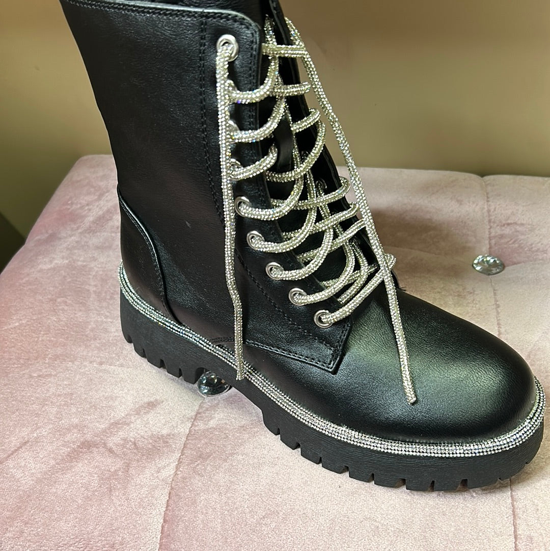 Starlite Rhinestone Combat Boot