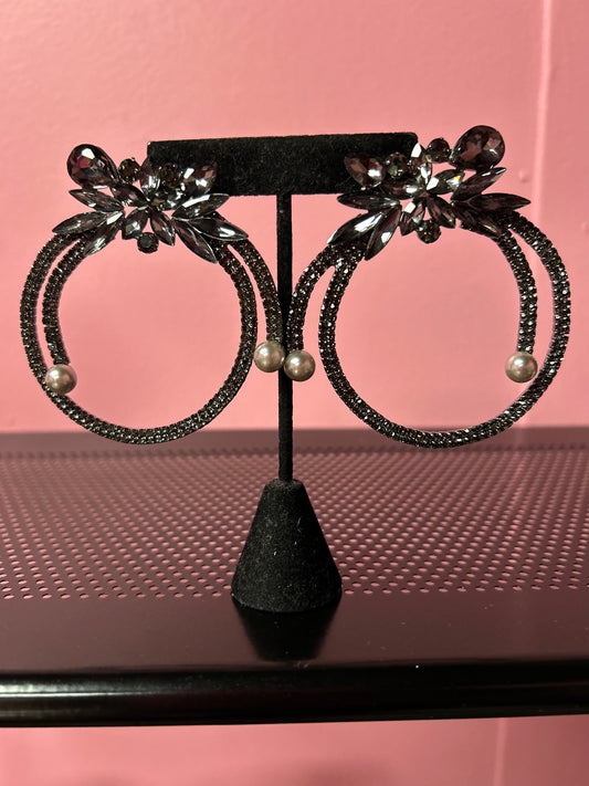 Black Swan Hoop Earrings