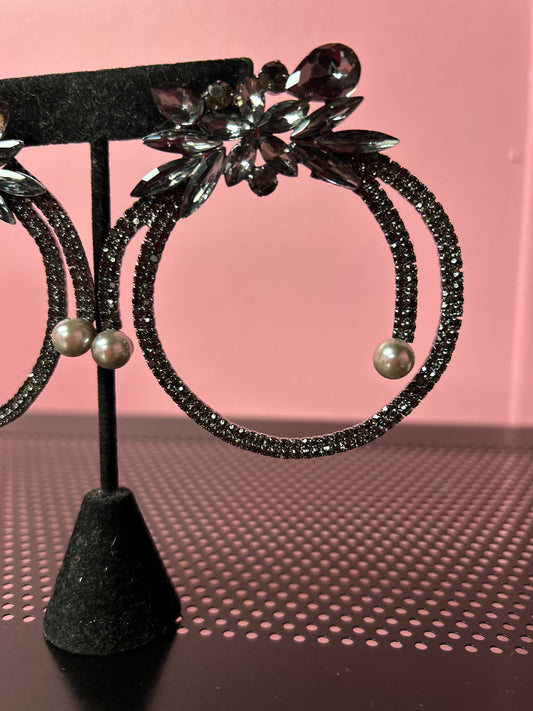 Black Swan Hoop Earrings